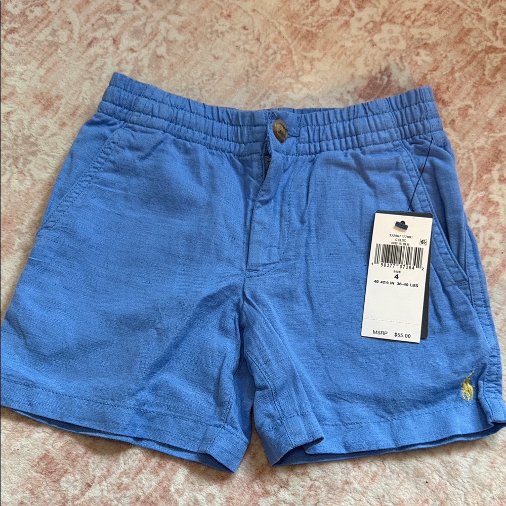 Ralph Lauren Toddler Blue Linen Pull-On Shorts